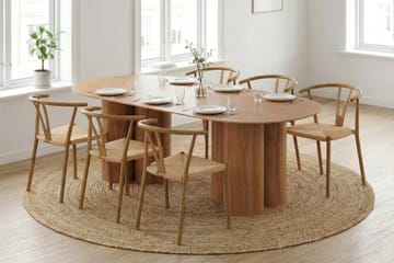 Juno spisegruppe rektangulær 220 cm eik med 6 Elysia spisestoler - Eik - Møbler - Bord - Spisegrupper