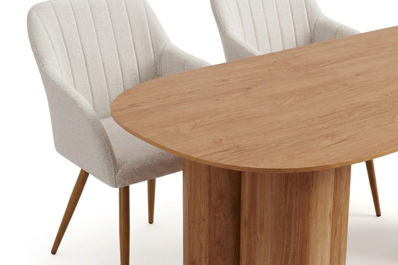 Juno spisegruppe rektangulær 220 cm eik med 6 Filippa spisestoler - Eik - Møbler - Bord - Spisegrupper
