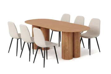 Beige/metallben svart - Svartbeiset eik