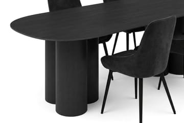 Juno spisegruppe rektangulær 220 cm svart med 6 Alsarp spisestoler - Svartbeiset eik - Møbler - Bord - Spisegrupper