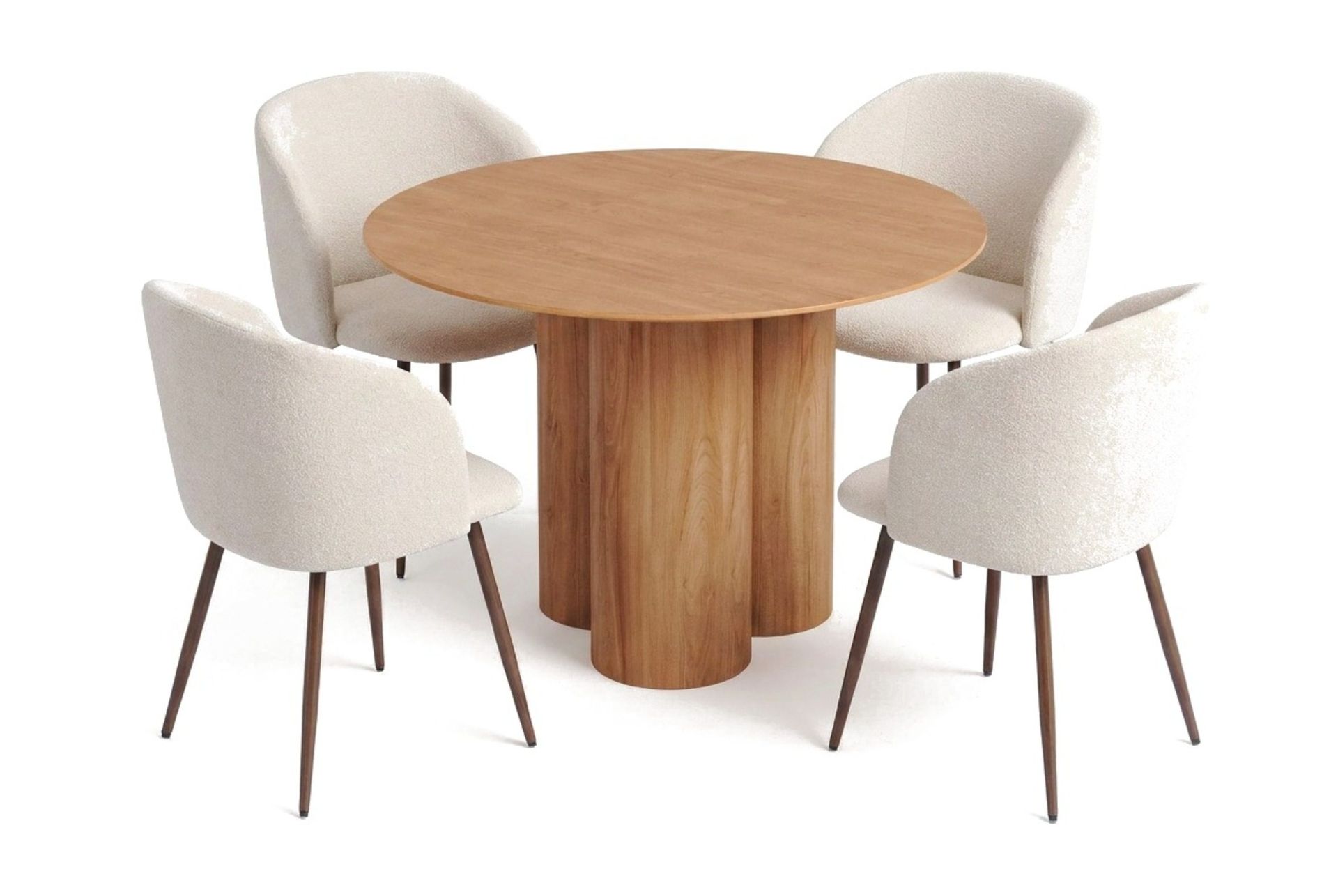 Juno spisegruppe rund 110 cm eik med 4 Greya spisestoler - Eik