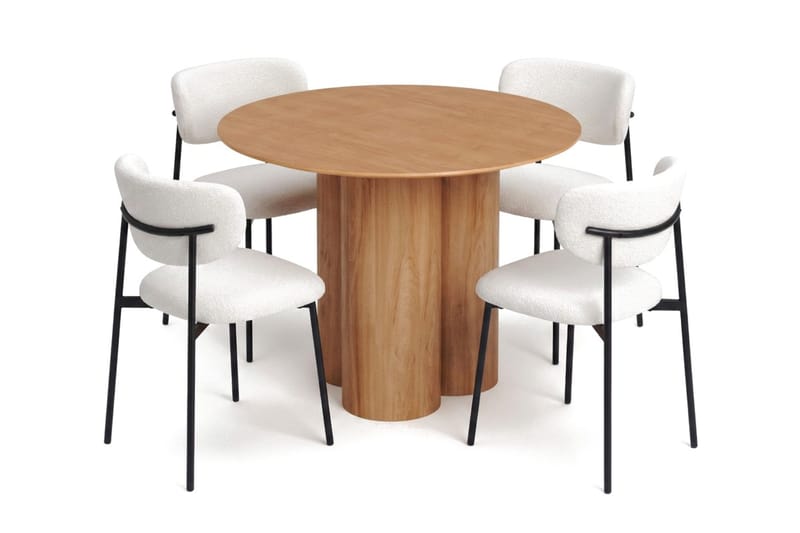 Juno spisegruppe rund 110 cm eik med 4 Lucy spisestoler - Eik - Møbler - Bord - Spisegrupper