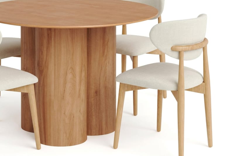 Juno spisegruppe rund 110 cm eik med 4 Molly spisestoler - Eik - Møbler - Bord - Spisegrupper