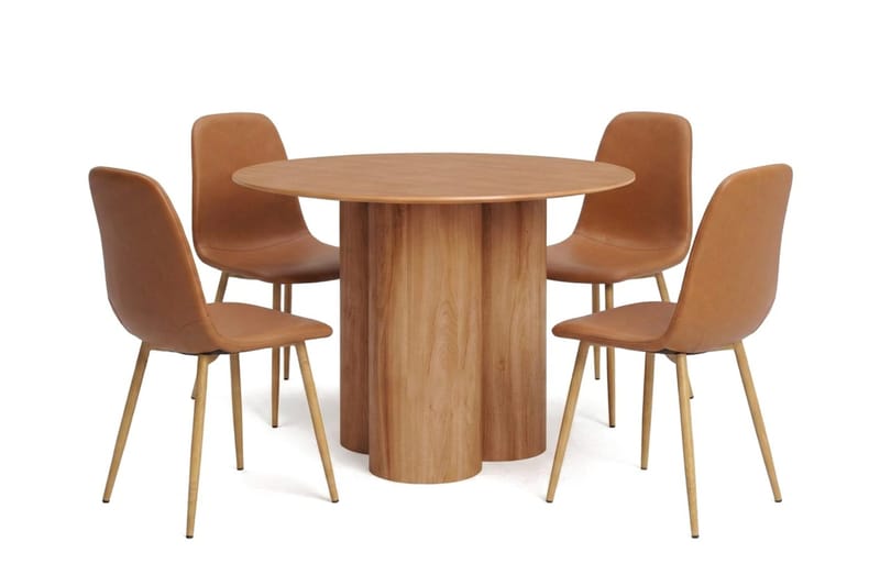 Juno spisegruppe rund 110 cm eik med 4 Nibe spisestoler, Eik