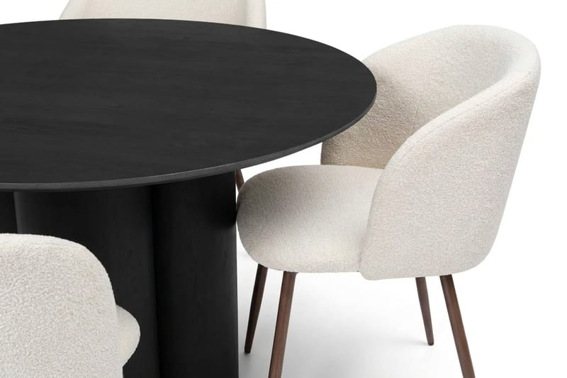 Juno spisegruppe rund 110 cm svart med 4 Greya spisestoler - Svart - Møbler - Bord - Spisegrupper