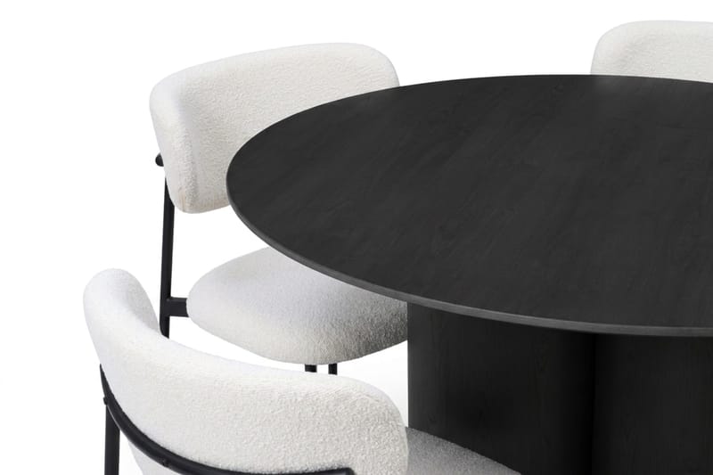 Juno spisegruppe rund 110 cm svart med 4 Lucy spisestoler - Svart - Møbler - Bord - Spisegrupper