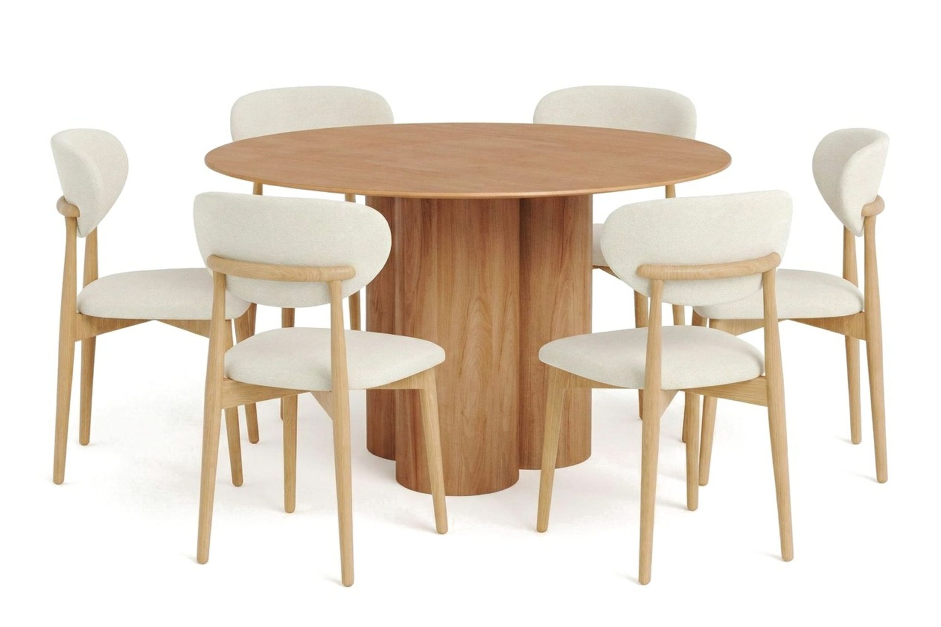 Juno spisegruppe rund 130 cm eik med 6 Molly spisestoler - Eik
