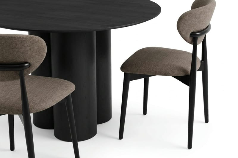 Juno Spisegruppe rund 130 cm Svart med 6 Molly spisestoler - Svart - Møbler - Bord - Spisegrupper