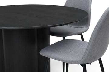 Juno spisegruppe rund 150 cm svart med 6 Nibe spisestoler - Svartbeiset eik - Møbler - Bord - Spisegrupper