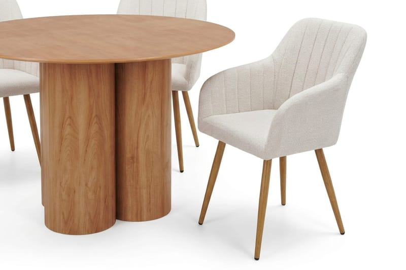 Juno spisegruppe rundt 110 cm eik med 4 Filippa spisestoler - Eik - Møbler - Bord - Spisegrupper