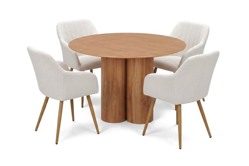 Juno spisegruppe rundt 110 cm eik med 4 Filippa spisestoler - Eik - Møbler - Bord - Spisegrupper