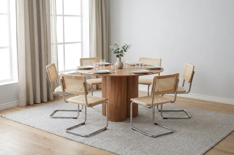 Juno spisegruppe rundt 130 cm eik med 6 Build spisestoler - Eik - Møbler - Bord - Spisegrupper