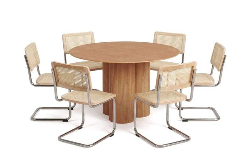 Juno spisegruppe rundt 130 cm eik med 6 Build spisestoler - Eik - Møbler - Bord - Spisegrupper