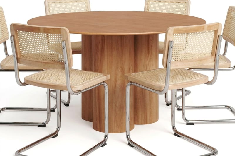 Juno spisegruppe rundt 130 cm eik med 6 Build spisestoler - Eik - Møbler - Bord - Spisegrupper