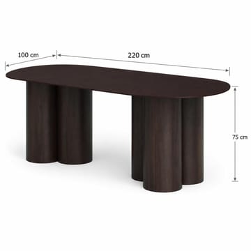 Juno Stort Ovalt Spisebord 220x100 cm med Tre- og Røkt Eik-utseende - Mørkebrun - Møbler - Bord - Spisebord & kjøkkenbord