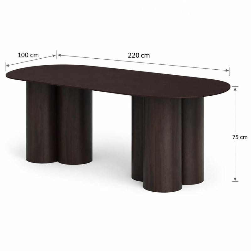 Juno Stort Ovalt Spisebord 220x100 cm med Tre- og Røkt Eik-utseende - Mørkebrun - Møbler - Bord - Spisebord & kjøkkenbord