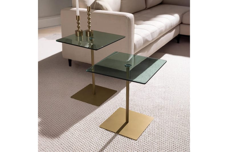 Kaffebordsett Challur Gull / Grønn - Gull / Grønn - Møbler - Bord - Sofabord