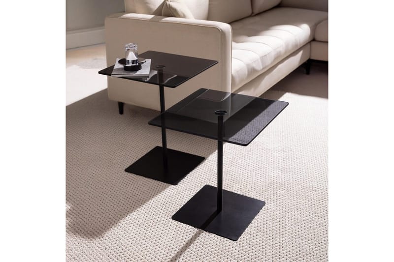 Kaffebordsett Challur Svart / Fume - Svart - Møbler - Bord - Sofabord