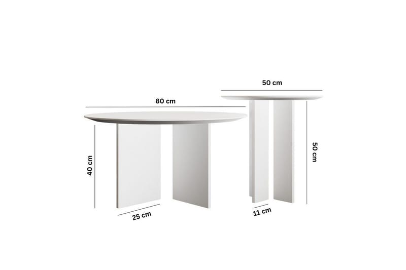 Kaffebordsett Glenure Hvit - Hvit - Møbler - Bord - Sofabord