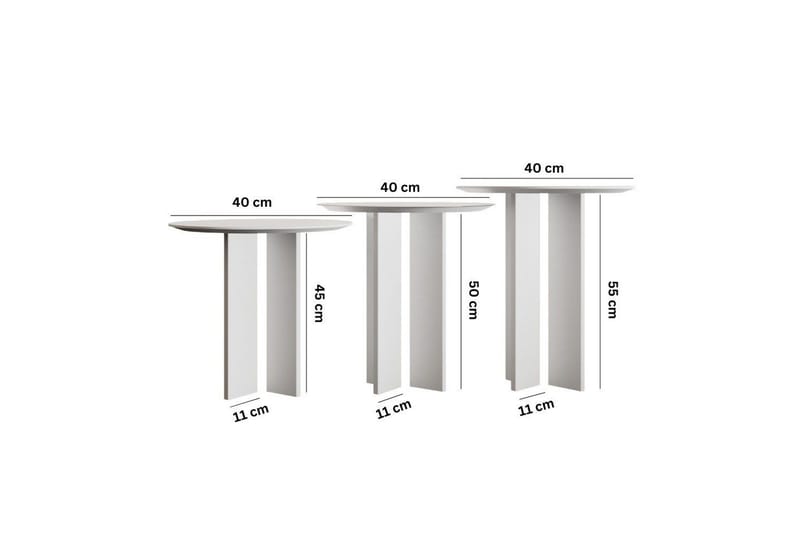 Kaffebordsett Glenure Hvit - Hvit - Møbler - Bord - Sofabord