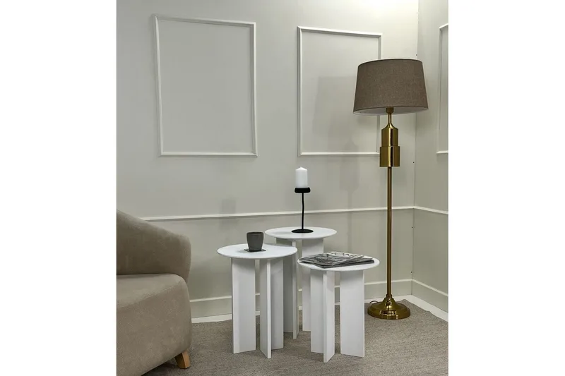 Kaffebordsett Glenure Hvit - Hvit - Møbler - Bord - Sofabord