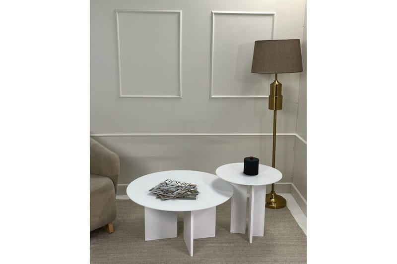 Kaffebordsett Glenure Hvit - Hvit - Møbler - Bord - Sofabord