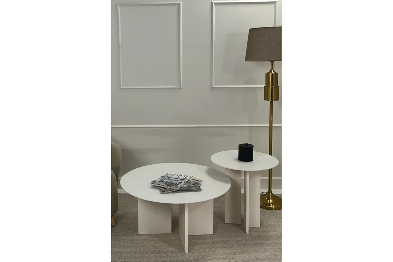 Kaffebordsett Glenure Krem - Krem - Møbler - Bord - Sofabord