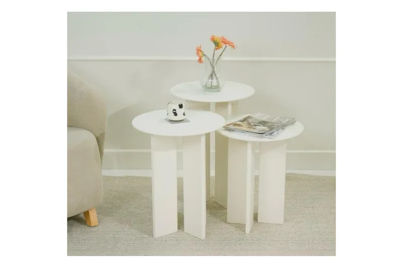 Kaffebordsett Glenure Krem - Krem - Møbler - Bord - Sofabord