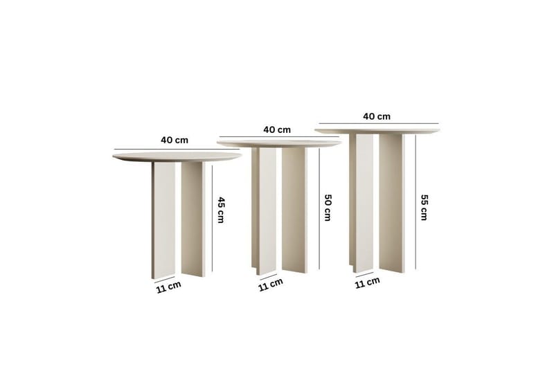 Kaffebordsett Glenure Krem - Krem - Møbler - Bord - Sofabord