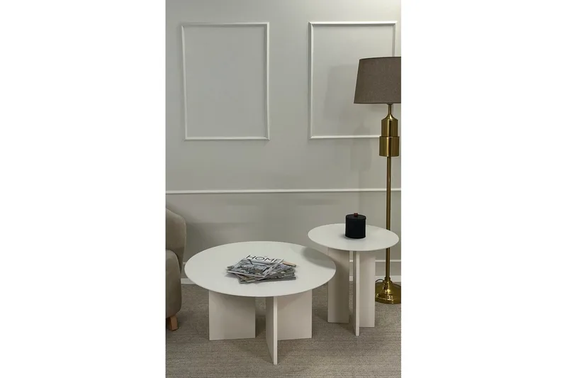 Kaffebordsett Glenure Krem - Krem - Møbler - Bord - Sofabord