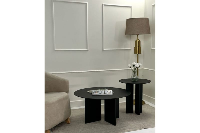 Kaffebordsett Glenure Svart - Svart - Møbler - Bord - Sofabord