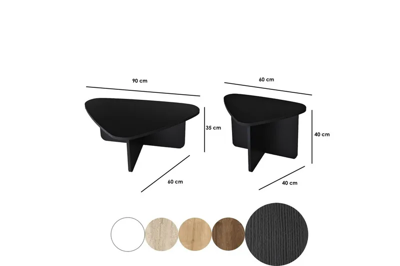 Kaffebordsett Jewa Sett Svart - Svart - Møbler - Bord - Sofabord