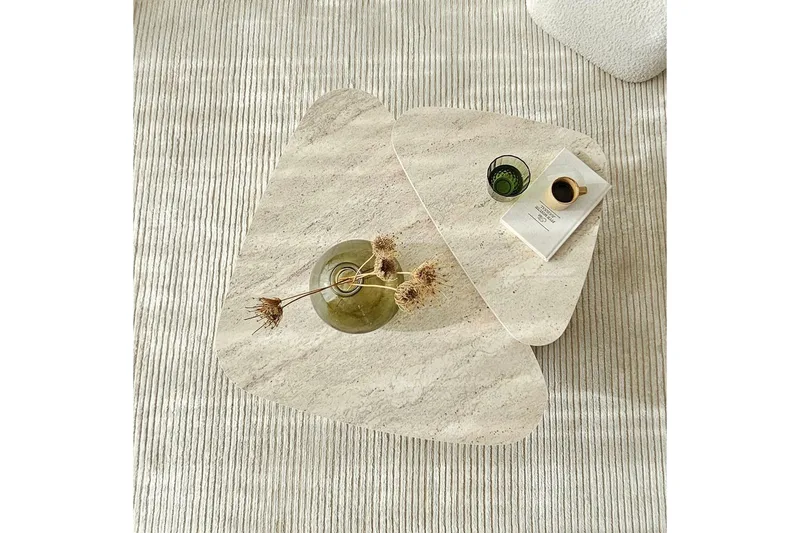 Kaffebordsett Jewa Sett Travertin - Travertin - Møbler - Bord - Sofabord