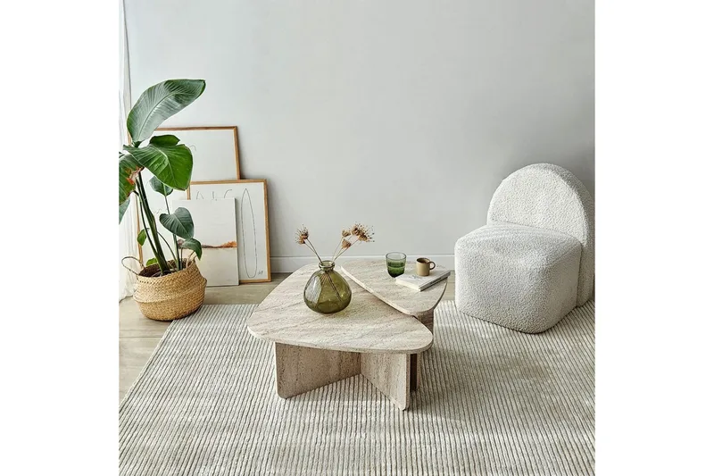 Kaffebordsett Jewa Sett Travertin - Travertin - Møbler - Bord - Sofabord