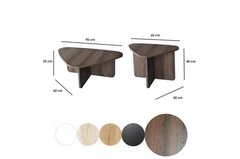 Kaffebordsett Jewa Sett Valnøtt - Valnøtt - Møbler - Bord - Sofabord