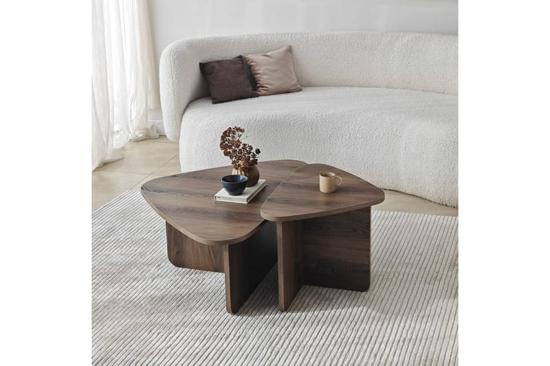 Kaffebordsett Jewa Sett Valnøtt - Valnøtt - Møbler - Bord - Sofabord