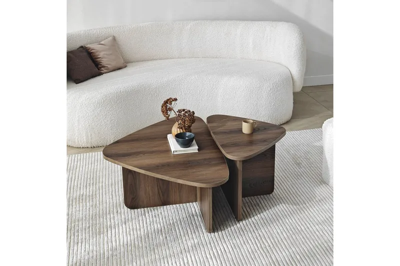 Kaffebordsett Jewa Sett Valnøtt - Valnøtt - Møbler - Bord - Sofabord