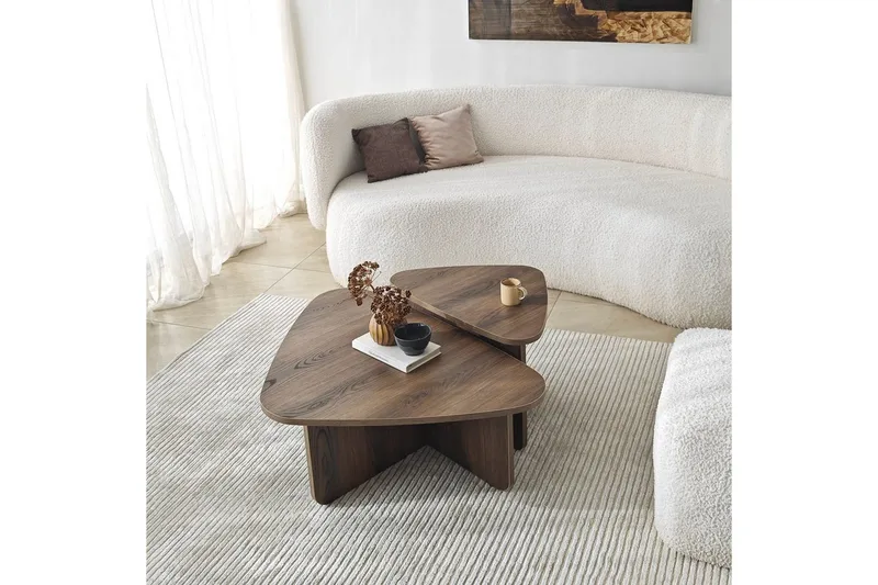 Kaffebordsett Jewa Sett Valnøtt - Valnøtt - Møbler - Bord - Sofabord