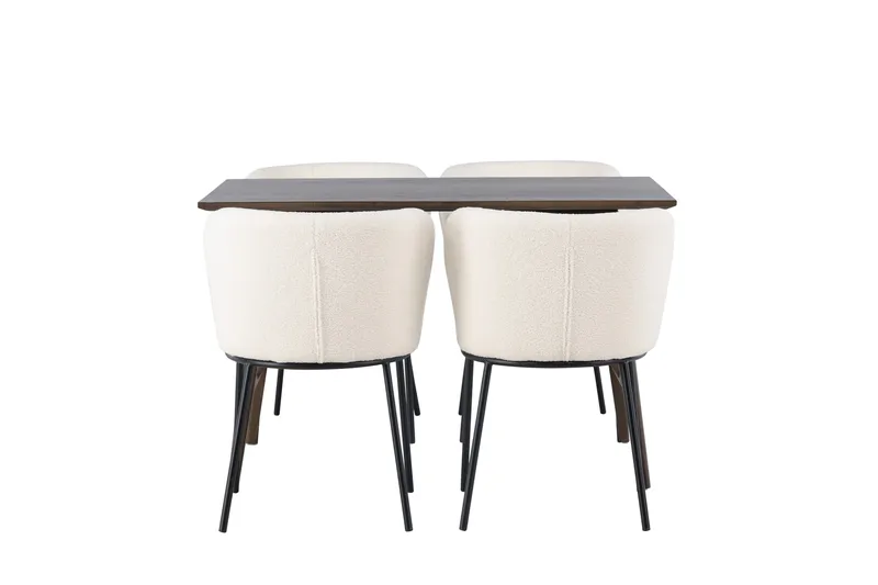 Kaseidon Matgruppe 120 cm Rektangulær med 4 Edina Stoler, Mørk brun