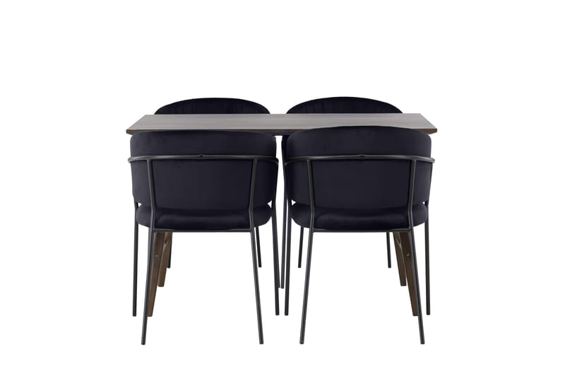 Kaseidon Matgruppe 120 cm Rektangulær med 4 Selma Stoler, Sort