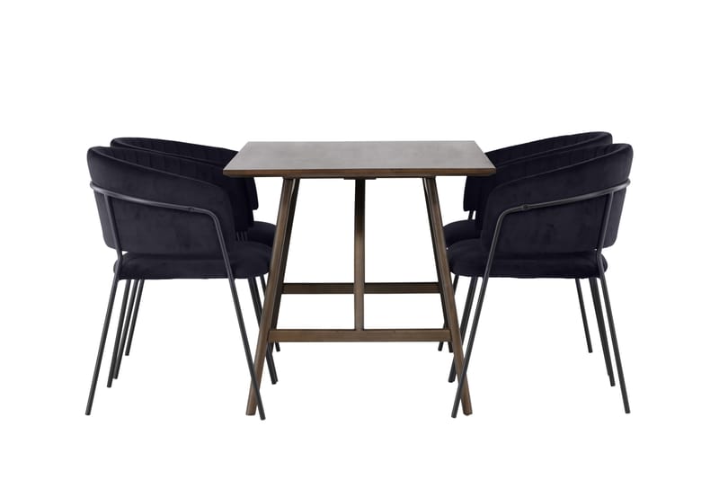 Kaseidon Matgruppe 120 cm Rektangulær med 4 Selma Stoler - Sort - Møbler - Bord - Spisegrupper