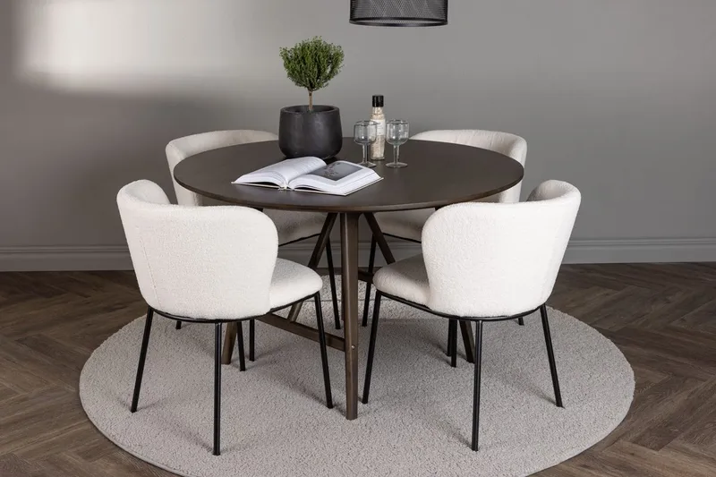 Kaseidon Spisebord 100 cm med 4 Edina Spisestoler, Mørkebrun