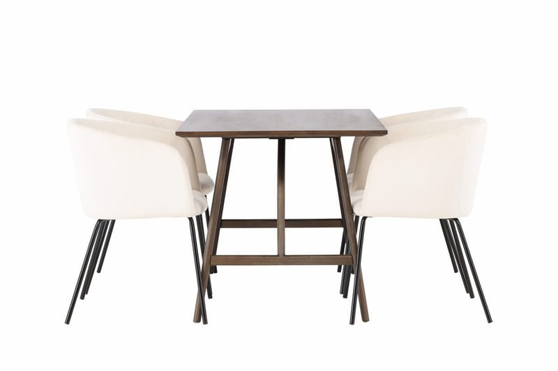 Kaseidon Spisebord 120x80 cm med 4 Berit Armstoler i Fløyel med Armlener