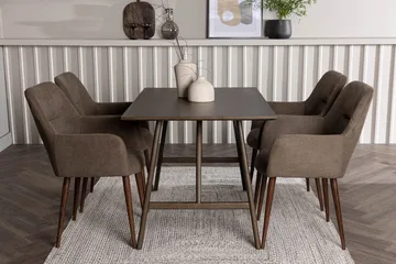 Kaseidon Spisebord 120x80 cm med 4 Tomorrow Armstoler - Mørkebrun - Møbler - Bord - Spisegrupper
