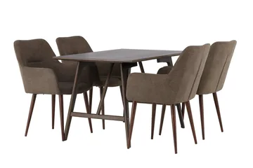 Kaseidon Spisebord 120x80 cm med 4 Tomorrow Armstoler - Mørkebrun - Møbler - Bord - Spisegrupper