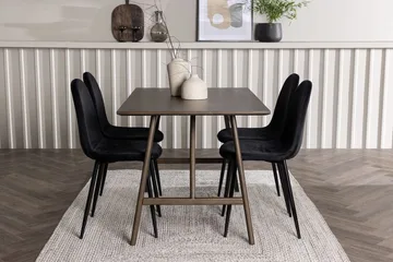 Kaseidon spisebord 120x80 cm med 4 Polar kjøkkenstoler - Mørkebrun - Møbler - Bord - Spisegrupper