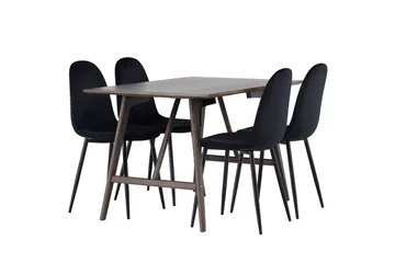 Kaseidon spisebord 120x80 cm med 4 Polar kjøkkenstoler - Mørkebrun - Møbler - Bord - Spisegrupper