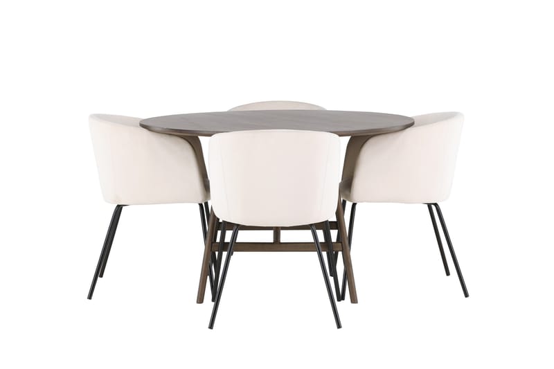 Kaseidon Spisegruppe 100 cm Rund med 4 Berit Stoler, Beige