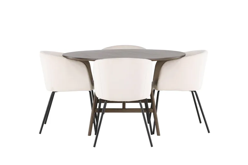 Kaseidon Spisegruppe 100 cm Rund med 4 Berit Stoler, Beige