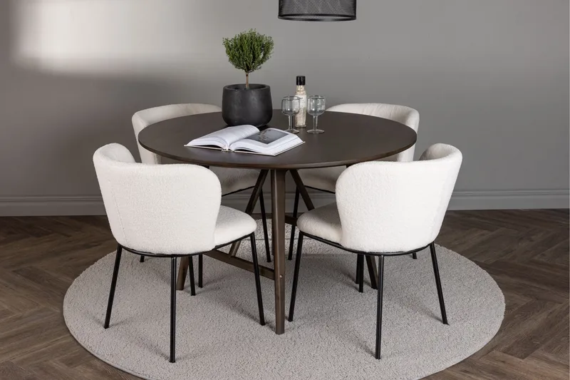 Kaseidon Spisegruppe 100 cm Rund med 4 Edina Stoler - Mørk brun - Møbler - Bord - Spisegrupper